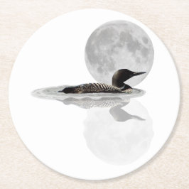 Loon Swims in der Mondlichtpapier-Untersetzer Runder Pappuntersetzer