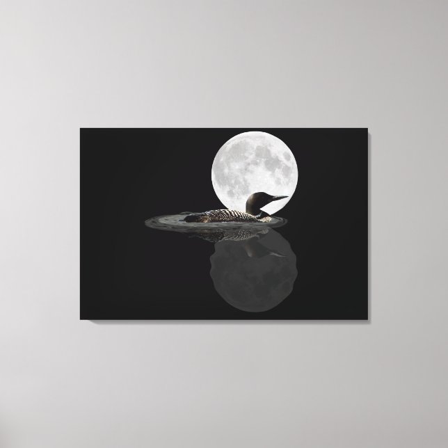 Loon Swims in der Moonlight Leinwand drucken (Vorderseite)