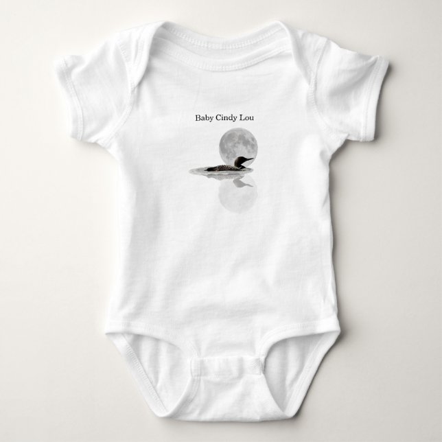 Loon Swims in Moonlight Baby Onsie Bodysuit Strampler (Vorderseite)