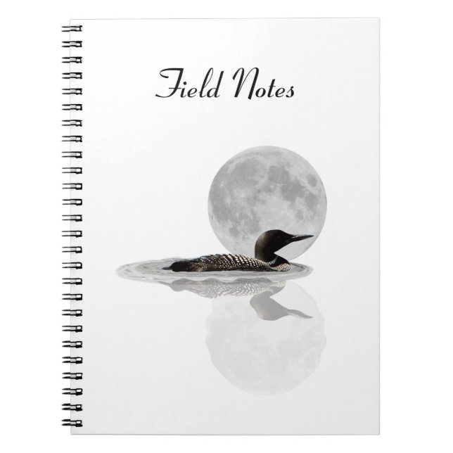 Loon Swims in Moonlight Spiral Notebook Notizblock (Vorderseite)