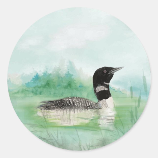 Loon, Vogel, Wildnis, Natur, Klassische Rundsicht Runder Aufkleber (Vorderseite)