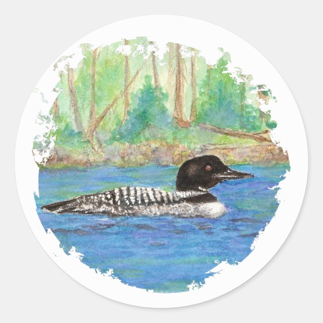 Loon, Vogel, Wildnis, Natur, Runder Aufkleber (Vorderseite)