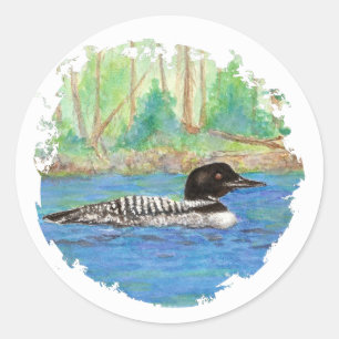 Loon, Vogel, Wildnis, Natur, Runder Aufkleber