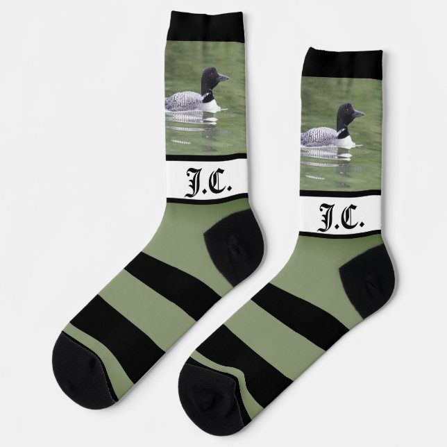 Loon Wide Strip Mit Monogramm Socken (Linkes Detail)