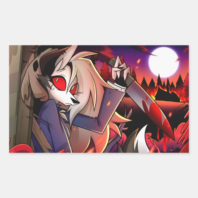 Loona Halloween Slasher | Helluva Boss |  Rechteckiger Aufkleber (Vorderseite)