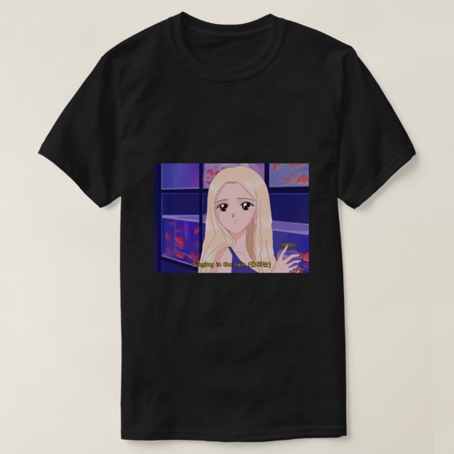 LOONA Jinsoul - Singen im Regen 90er Jahre Anime C T-Shirt (Design vorne)