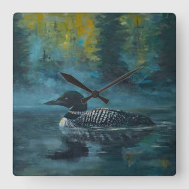 Loonell - Loon Ente Quadratische Wanduhr