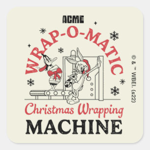 LOONEY TUNES™   ACME Wrap-O-Matic Wrapping Machine Quadratischer Aufkleber