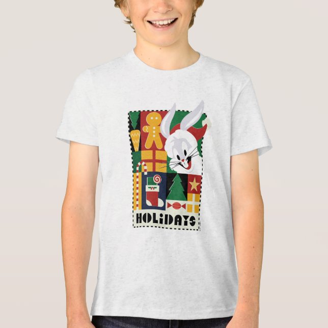 LOONEY TUNES™ BUGS BUNNY™ Holidays Abzeichen Tri-Blend Shirt (Vorderseite)