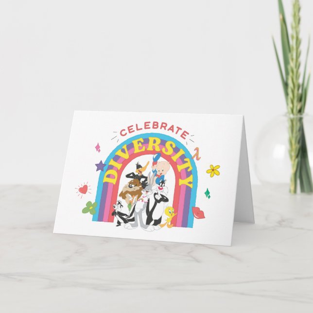 LOONEY TUNES™ - Celebrate Diversity Pride Rainbow Karte (Vorderseite)