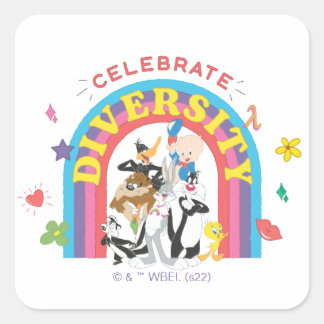 LOONEY TUNES™ - Celebrate Diversity Pride Rainbow Quadratischer Aufkleber