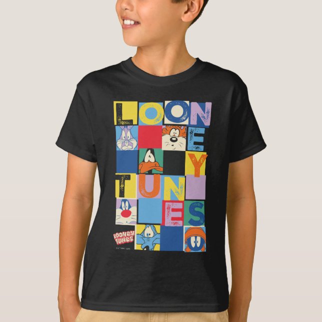 LOONEY TUNES™ Character Schachbrett Blocks T-Shirt (Vorderseite)