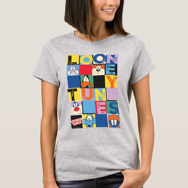 LOONEY TUNES™ Character Schachbrett Blocks T-Shirt (Vorderseite)