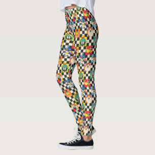 LOONEY TUNES™-Charaktere auf Schwarz-Weiß-Schachbr Leggings