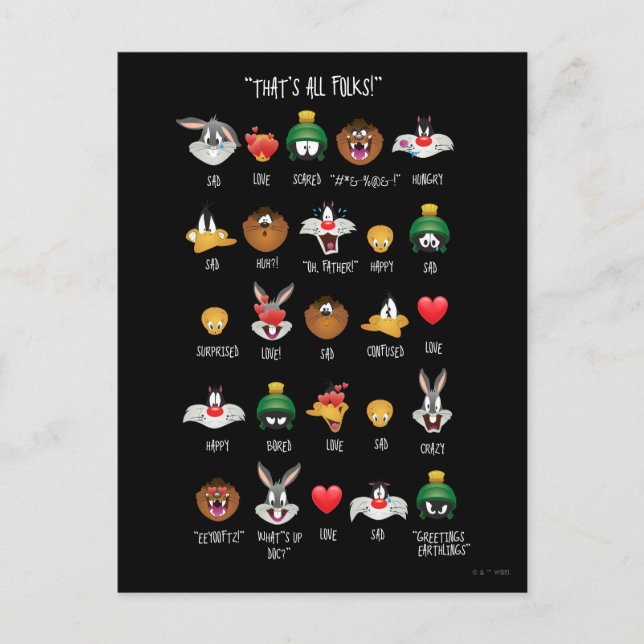 LOONEY TUNES™ Emoji Chart Postkarte (Vorderseite)