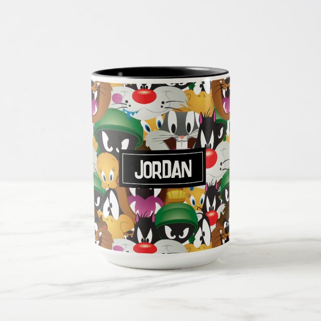 LOONEY TUNES™ Emoji-Muster | Name hinzufügen Tasse (Zentrum)