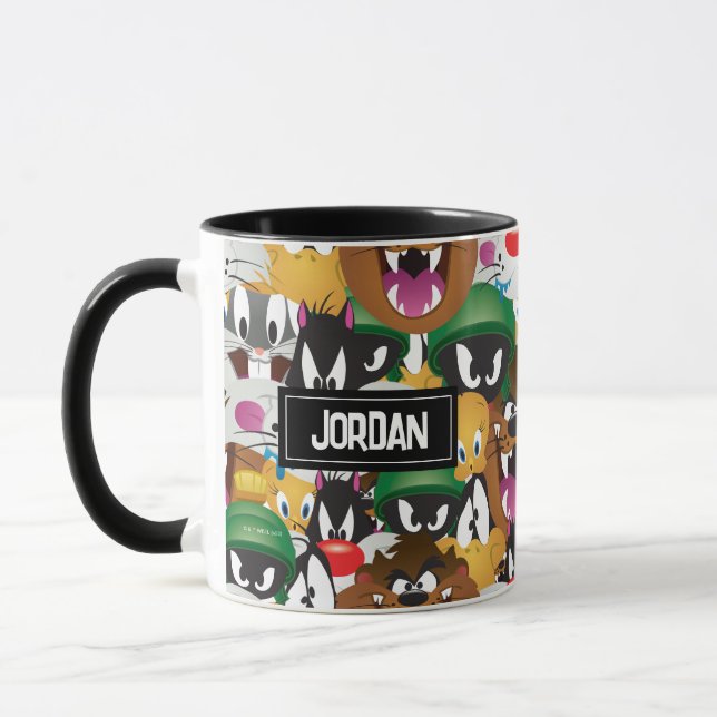 LOONEY TUNES™ Emoji-Muster | Name hinzufügen Tasse (Links)