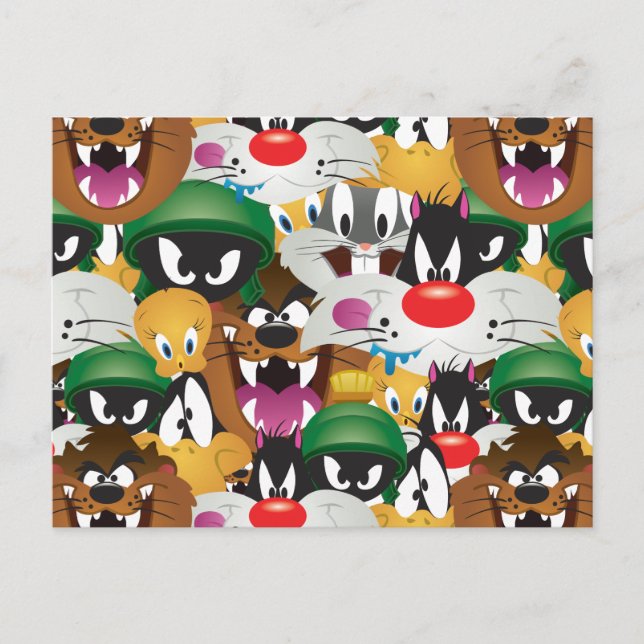 LOONEY TUNES™ Emoji-Muster Postkarte (Vorderseite)