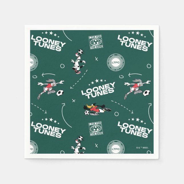 LOONEY TUNES™ Fußball-Playbook-Muster Serviette (Vorderseite)