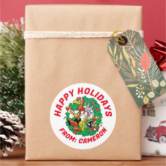 LOONEY TUNES™ Gruppe Weihnachtsbrand Runder Aufkleber