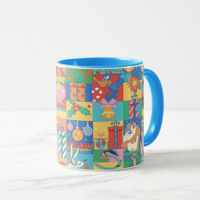 LOONEY TUNES™ | Happy Holidays Christmas Pattern Tasse (VorderseiteRechts)