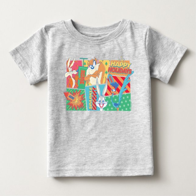 LOONEY TUNES™ | Happy Holidays Pattern Baby T-shirt (Vorderseite)