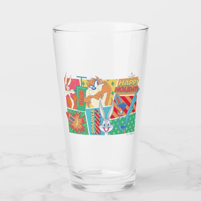 LOONEY TUNES™ | Happy Holidays Pattern Glas (Vorderseite)