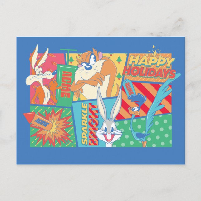 LOONEY TUNES™ | Happy Holidays Pattern Postkarte (Vorderseite)