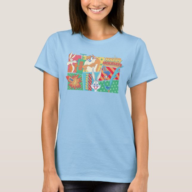 LOONEY TUNES™ | Happy Holidays Pattern T-Shirt (Vorderseite)