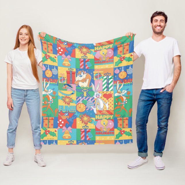 LOONEY TUNES™ | Happy Holidays Weihnachtsmuster Fleecedecke (Beispiel)