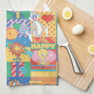 LOONEY TUNES™   Happy Holidays Weihnachtsmuster Geschirrtuch