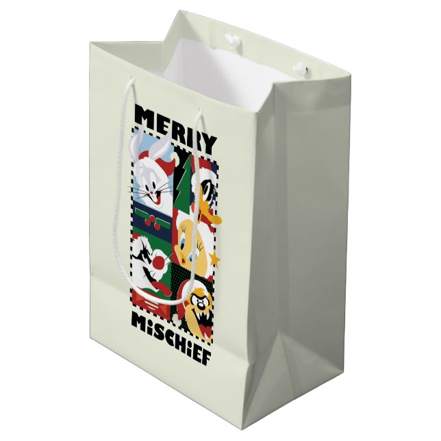 LOONEY TUNES™ Holiday Merry Mischief Mittlere Geschenktüte (Vorderseite Schrägansicht)