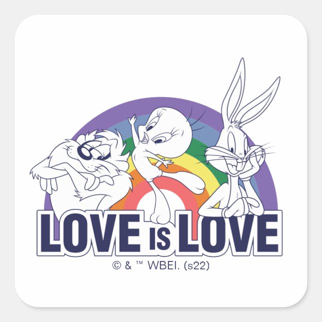 LOONEY TUNES™ - Love Is Love Quadratischer Aufkleber (Vorderseite)