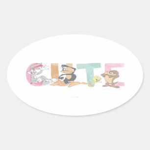 LOONEY TUNES™ Niedliche Aquarellmarke Ovaler Aufkleber