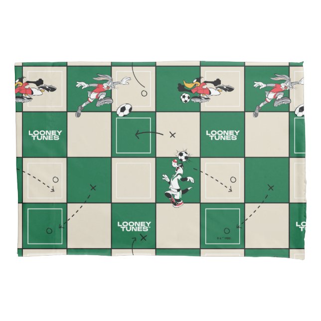 LOONEY TUNES™ Soccer Grid Pattern Kissenbezug (Vorderseite)