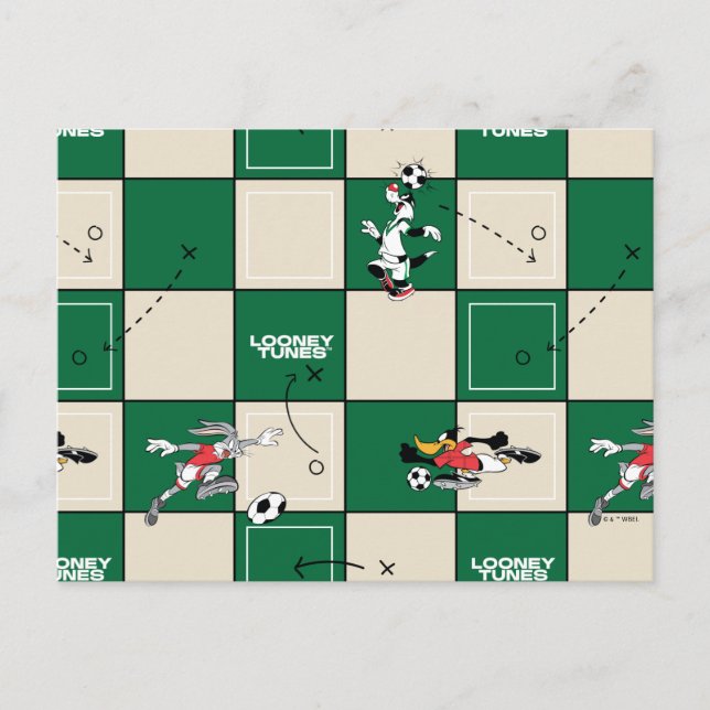 LOONEY TUNES™ Soccer Grid Pattern Postkarte (Vorderseite)
