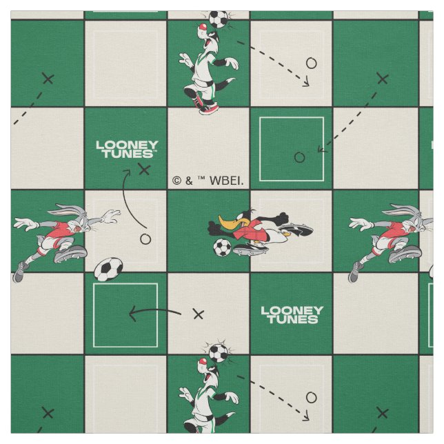 LOONEY TUNES™ Soccer Grid Pattern Stoff (Muster)