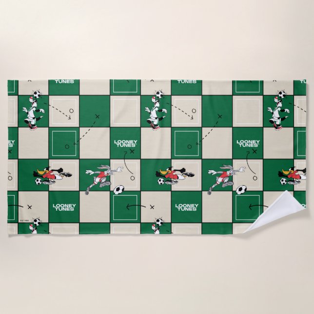 LOONEY TUNES™ Soccer Grid Pattern Strandtuch (Vorderseite)