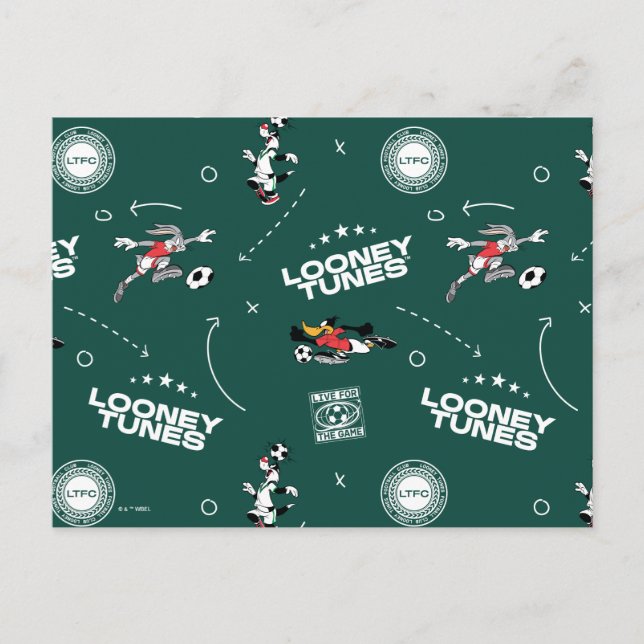 LOONEY TUNES™ Soccer Playbook Pattern Postkarte (Vorderseite)
