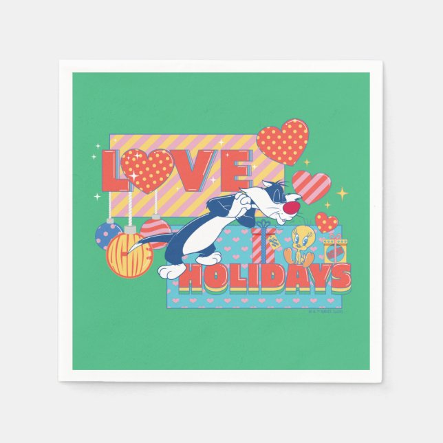 LOONEY TUNES™ | SYLVESTER™ & TWEETY™Liebe Urlaub Serviette (Vorderseite)