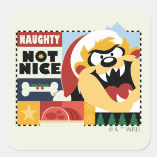 LOONEY TUNES™ TAZ™ Naughty Not Nice Quadratischer Aufkleber