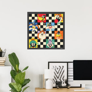 LOONEY TUNES™ Zeichen auf Schwarz/Weiß-Schachbrett Poster