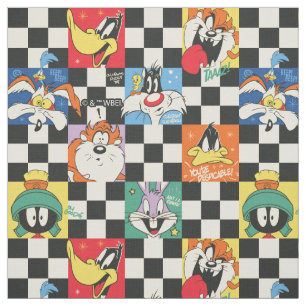 LOONEY TUNES™ Zeichen auf Schwarz/Weiß-Schachbrett Stoff