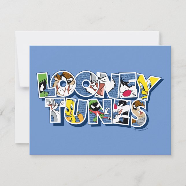 LOONEY TUNES™ Zeichen in Buchstaben Mitteilungskarte (Vorderseite)