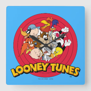 LOONEY TUNES™ Zeichenlogo Quadratische Wanduhr