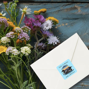 Loons Sunset Blue Quadratischer Aufkleber