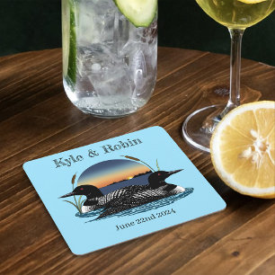 Loons Sunset Blue Rechteckiger Pappuntersetzer