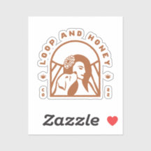 Loop und Honig stellen Logo-Aufkleber in Kupfer da