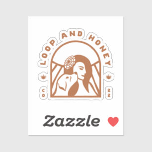 Loop und Honig stellen Logo-Aufkleber in Kupfer da Aufkleber