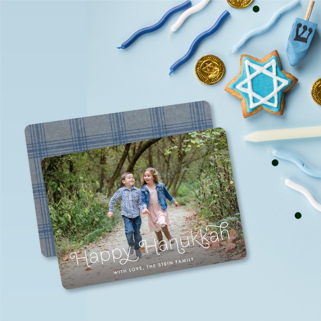 Looped Lettering Hanukkah Foto Card Feiertagskarte (Von Creator hochgeladen)
